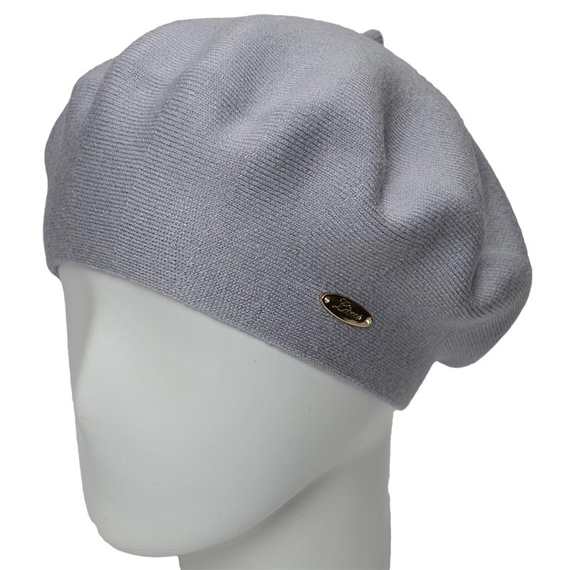 Берет женский двойной Novita Софи из вискозы теплый мягкий L р. 57-58 Дым