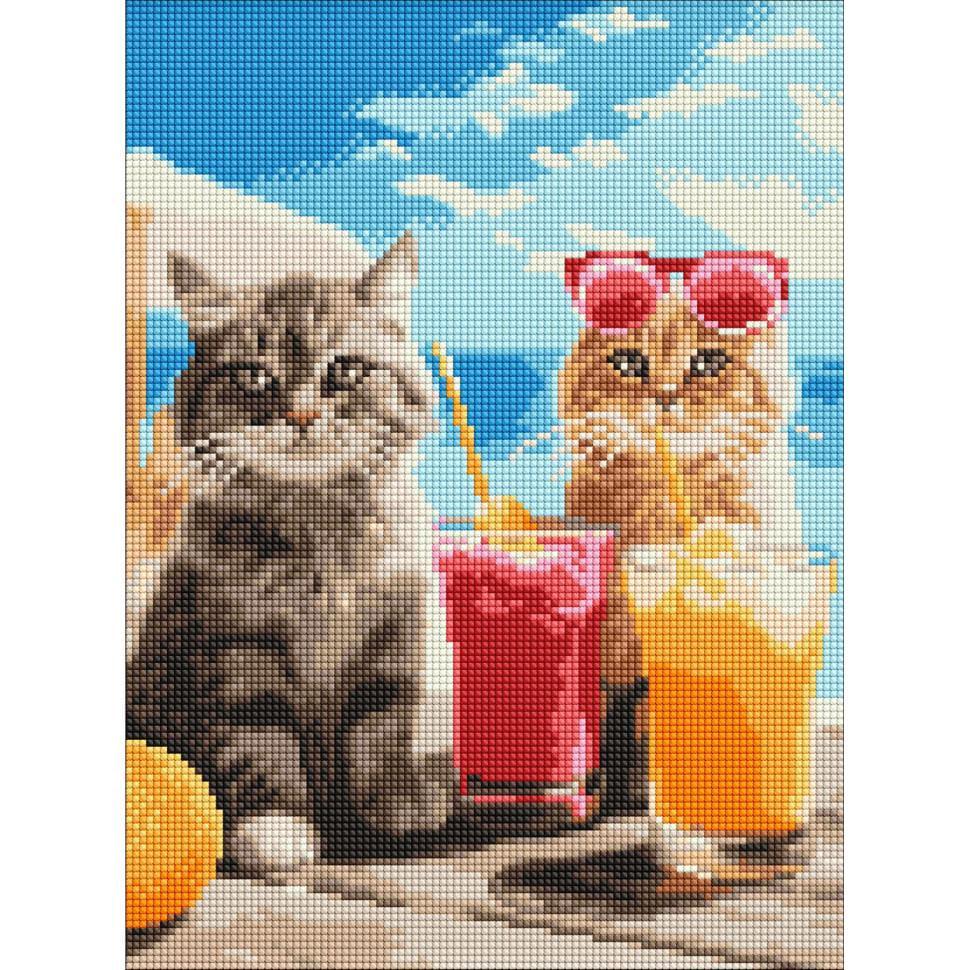 Алмазная мозаика Ideyka Котики на отдыхе 30x40 см (AMO8145)