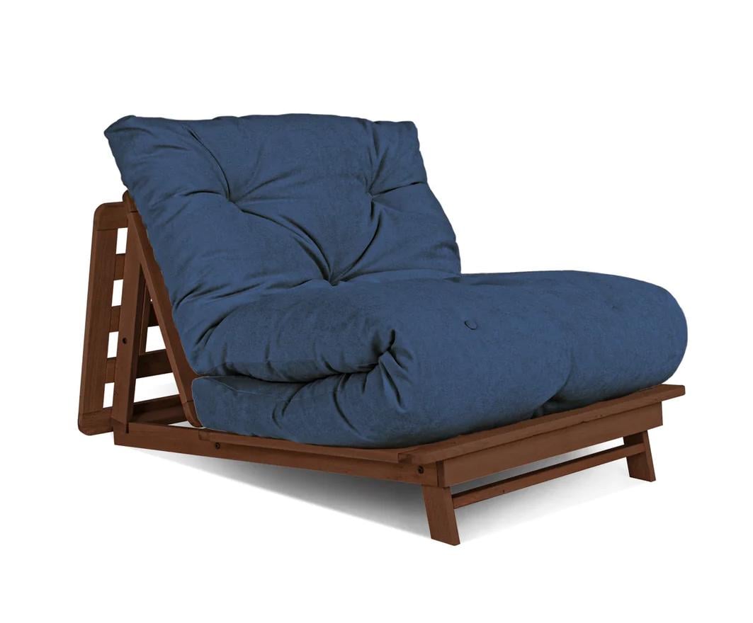 Кресло-футон Woodman Layti-90 раскладное из массива дерева Ореховый/Синий
