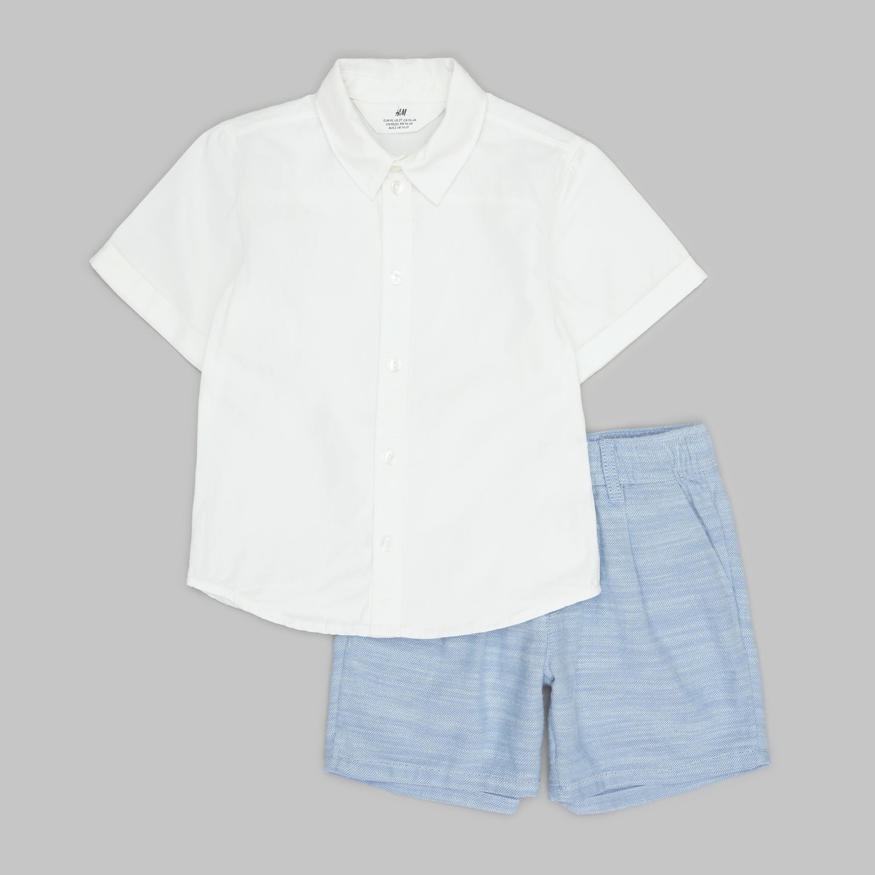 Комплект H&M сорочка/шорти 92 см Біло-блакитний (A260911341002)