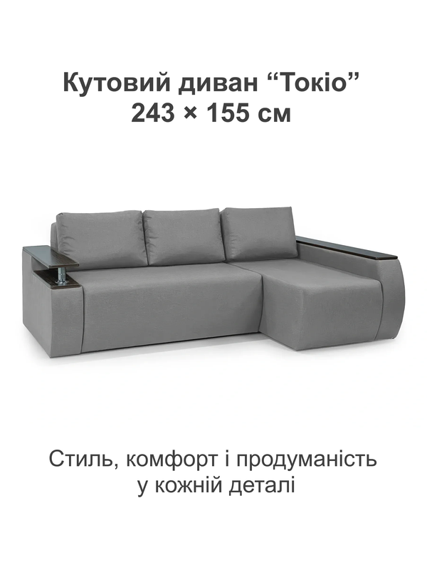 Диван кутовий Токіо 243х155 см Світло-сірий (31024034) - фото 2