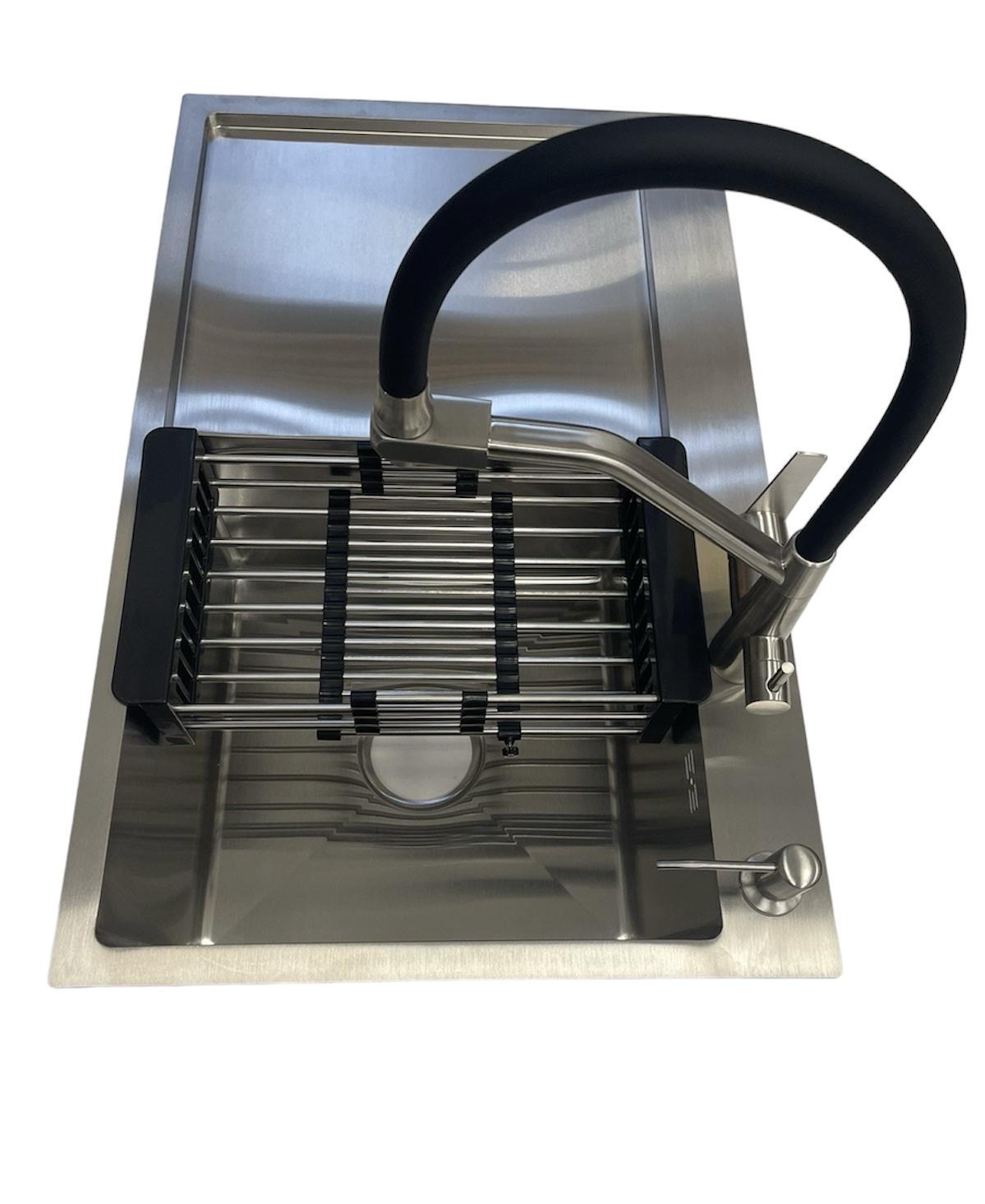 Мийка Lidz 7849BR см права та змішувач для кухні з підключенням до фільтра Kroner-ESG03817BLK