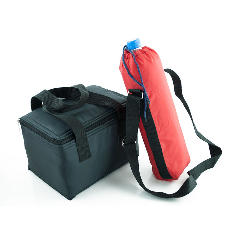 Ланч бэг Light House 5,5 л с чехлом для бутылки 1,5 л Черный/Красный