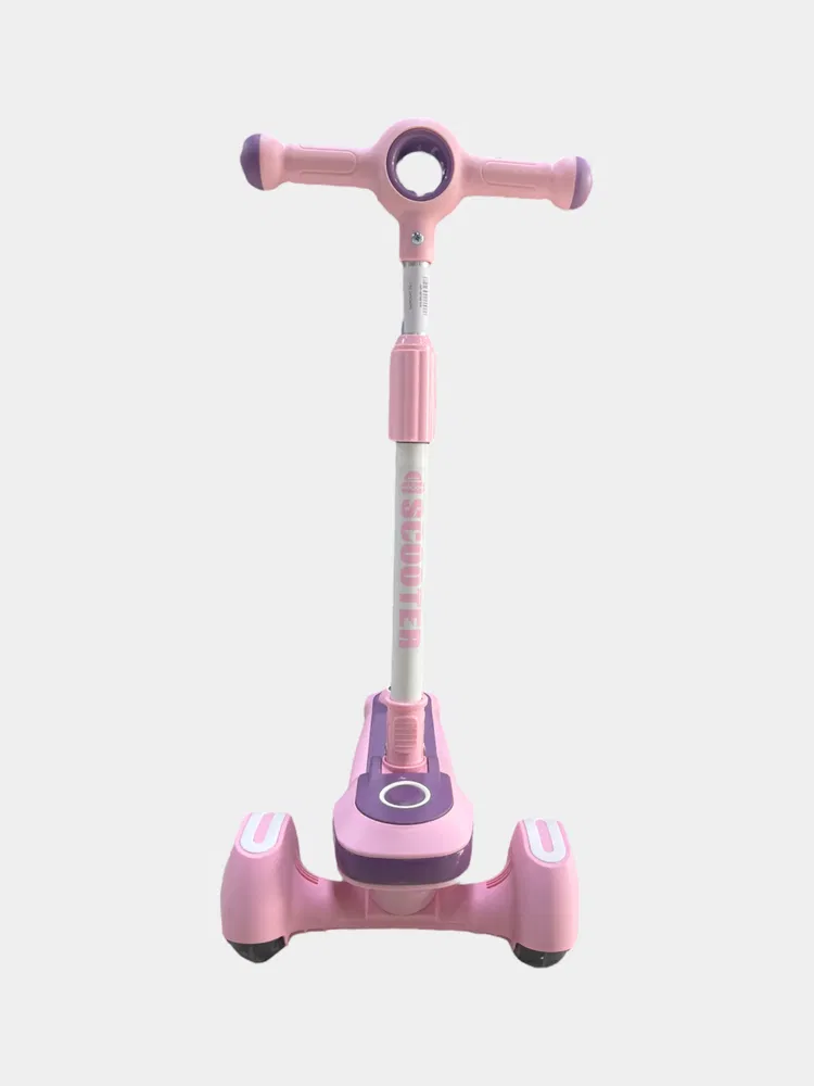Самокат для детей Viper YJF-2026 Active Kids с подсветкой/складной конструкцией и регулируемой ручкой Розовый (opt-105413)