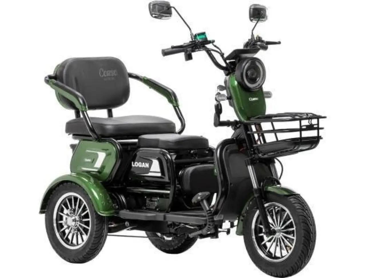 Электроскутер трехколесный Corso Logan 1200W 72V/23Ah Зеленый