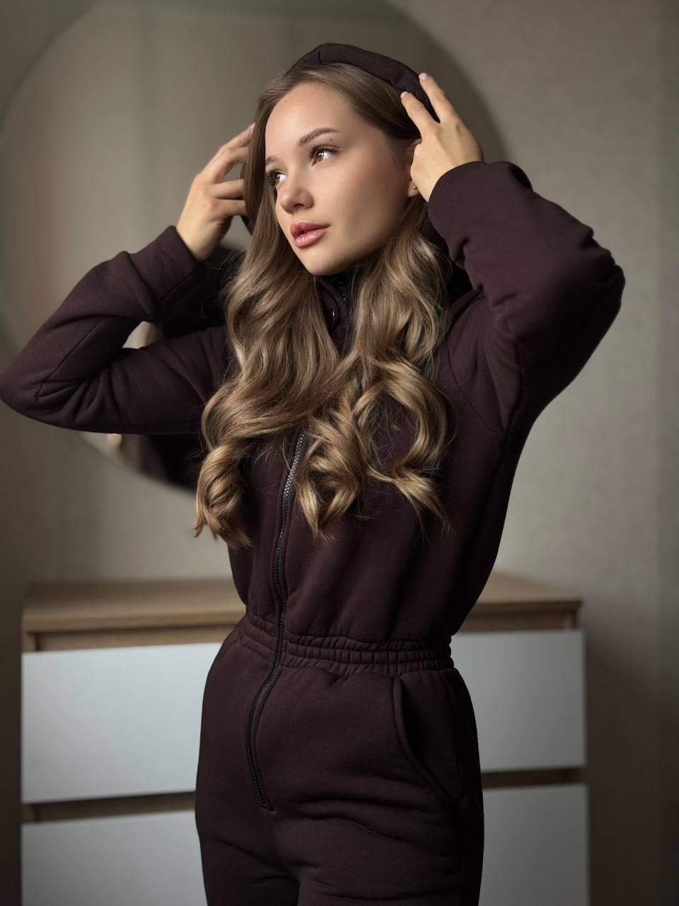 Комбинезон флисовый зимний р. 48 Коричневый