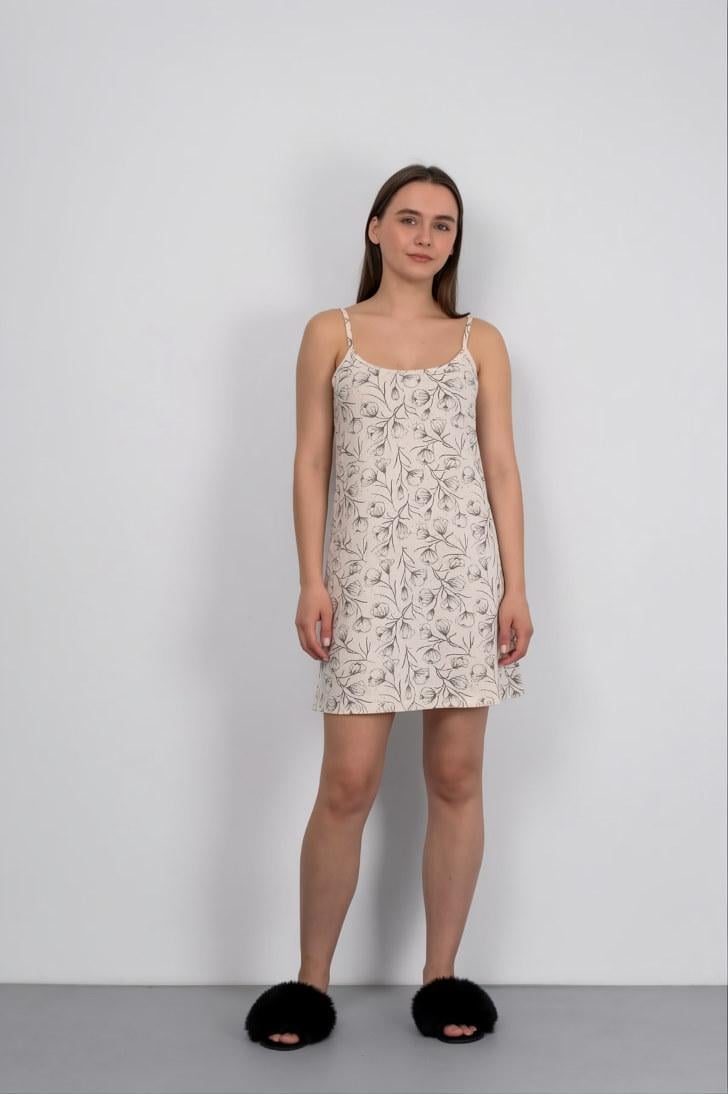 Ночная рубашка N.EL 1624-09k Plus Size на бретелях 2XL Молочный