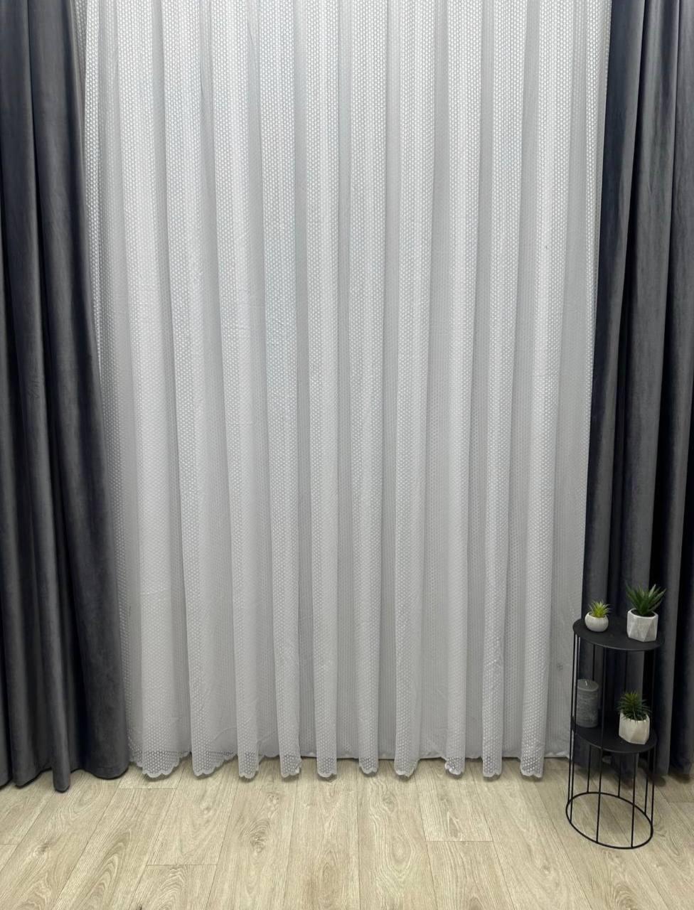 Тюль готовый Гипюр на тесьме 6 см 500х280 см Серый (1995-Т32)