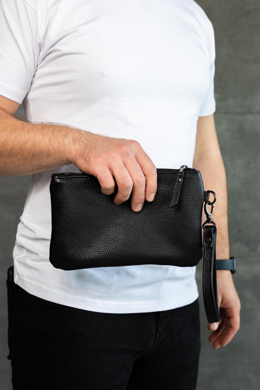 Клатч шкіряний skill з натуральної зернистої шкіри Чорний (2788329036)