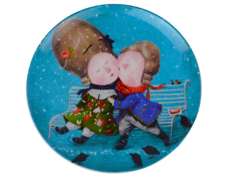 Тарелка фарфоровая Light House Первый поцелуй 20 см Синий (924-340)