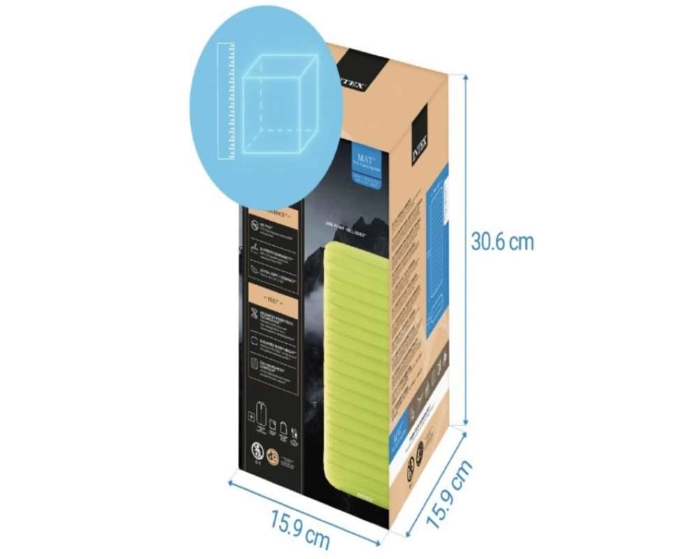 Надувной матрас одноместный велюровый Intex с электронасосом USB и сумкой 76x191x17 см Зеленый (64097) - фото 7