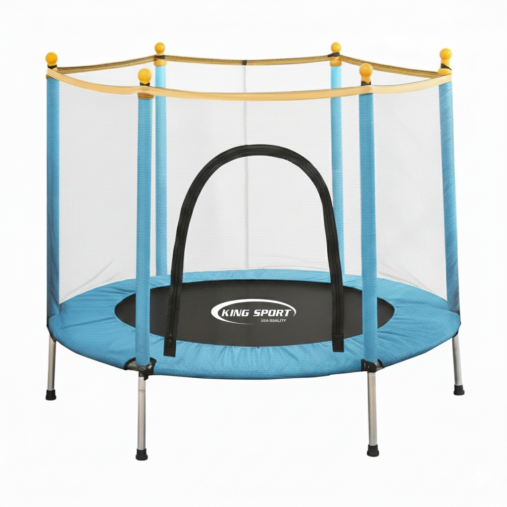 Батут дитячий King Sport з захисною сіткою з 6 опорними ніжками 140 см Blue (3017523340)