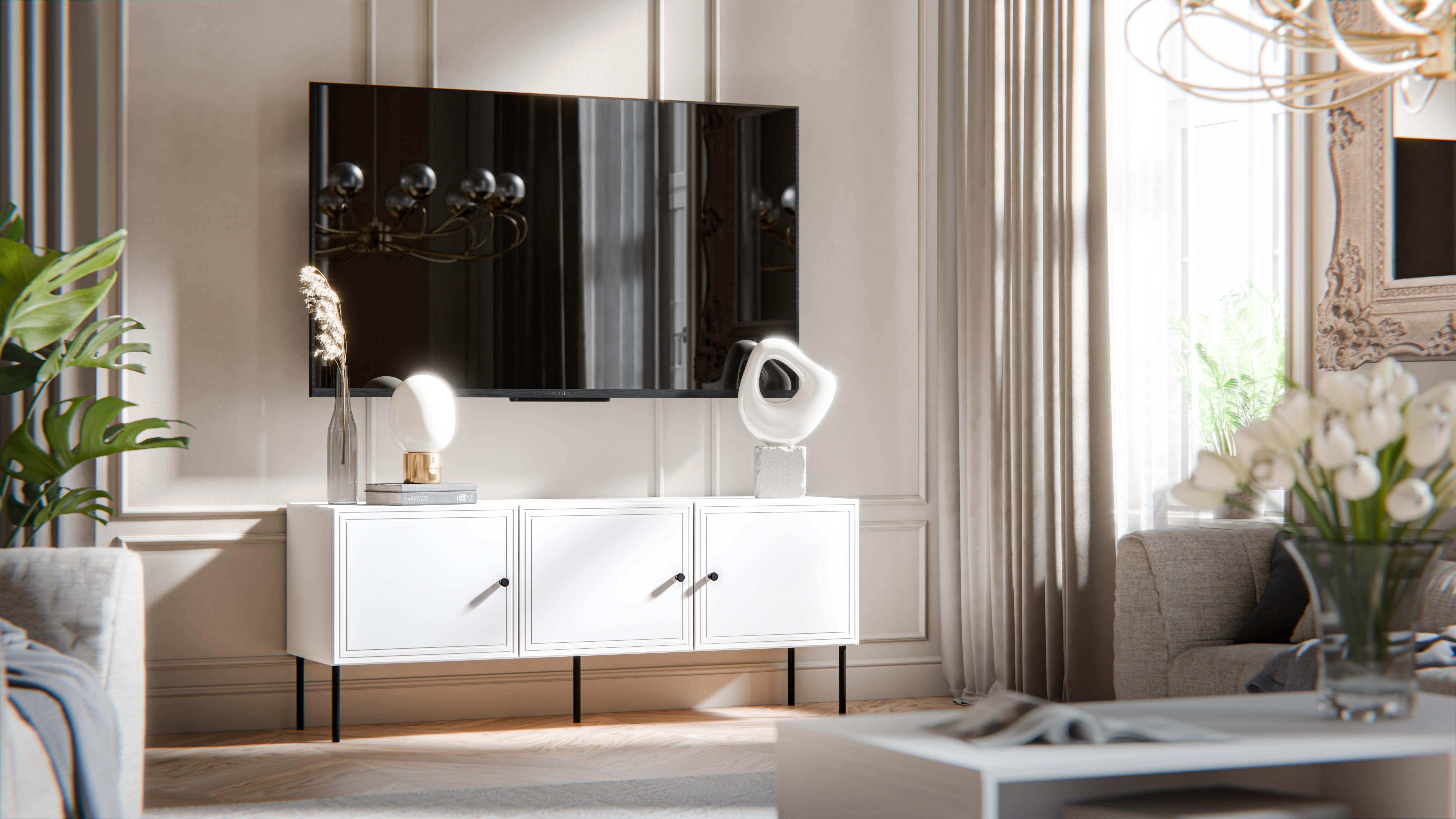 Тумба под телевизор Сama Palazzo BIS 150 Черный/Белый матовый (55453)