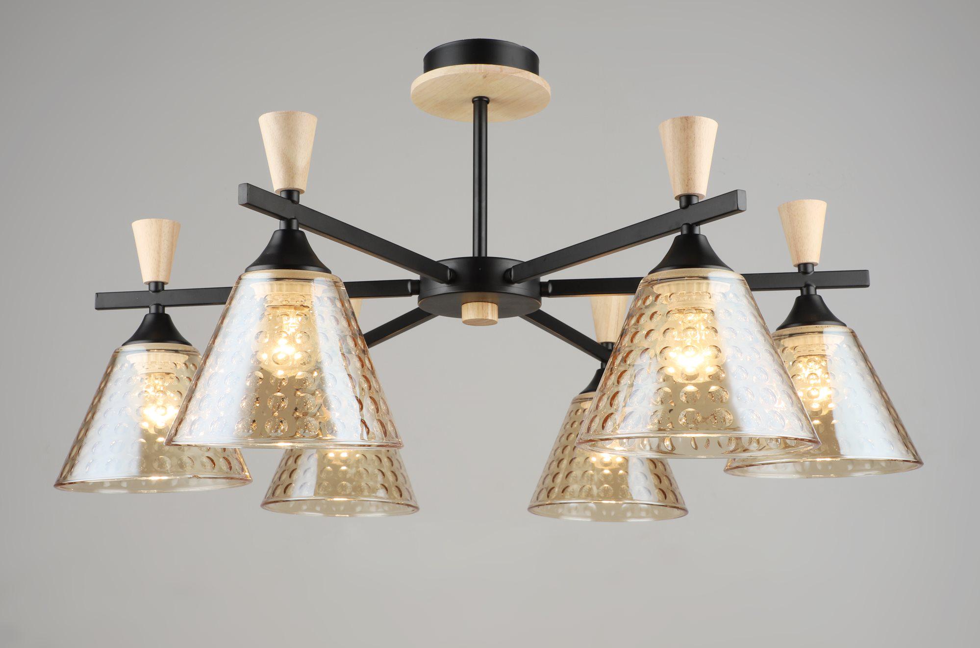 Люстра декоративная Sirius B N5664/6 BK+WOOD