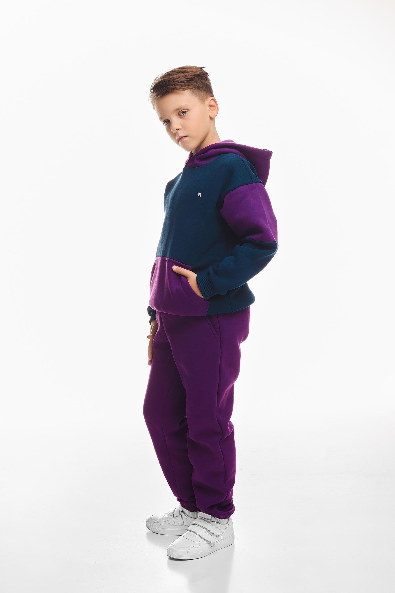 Спортивний костюм дитячий для хлопчика Kindamor Active Heat флісовий 152 см Фіолетовий з синім (1876542625) - фото 3
