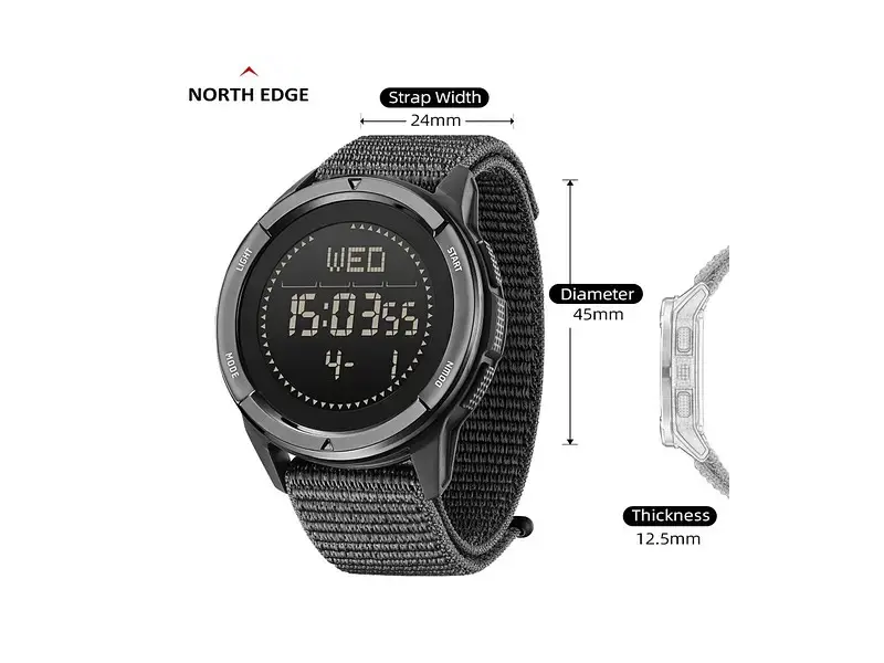 Часы водостойкие ударопрочные с компасом North Edge Alps 5 BAR Black - фото 3 Часы водостойкие ударопрочные с компасом North Edge Alps 5 BAR Black - фото 3