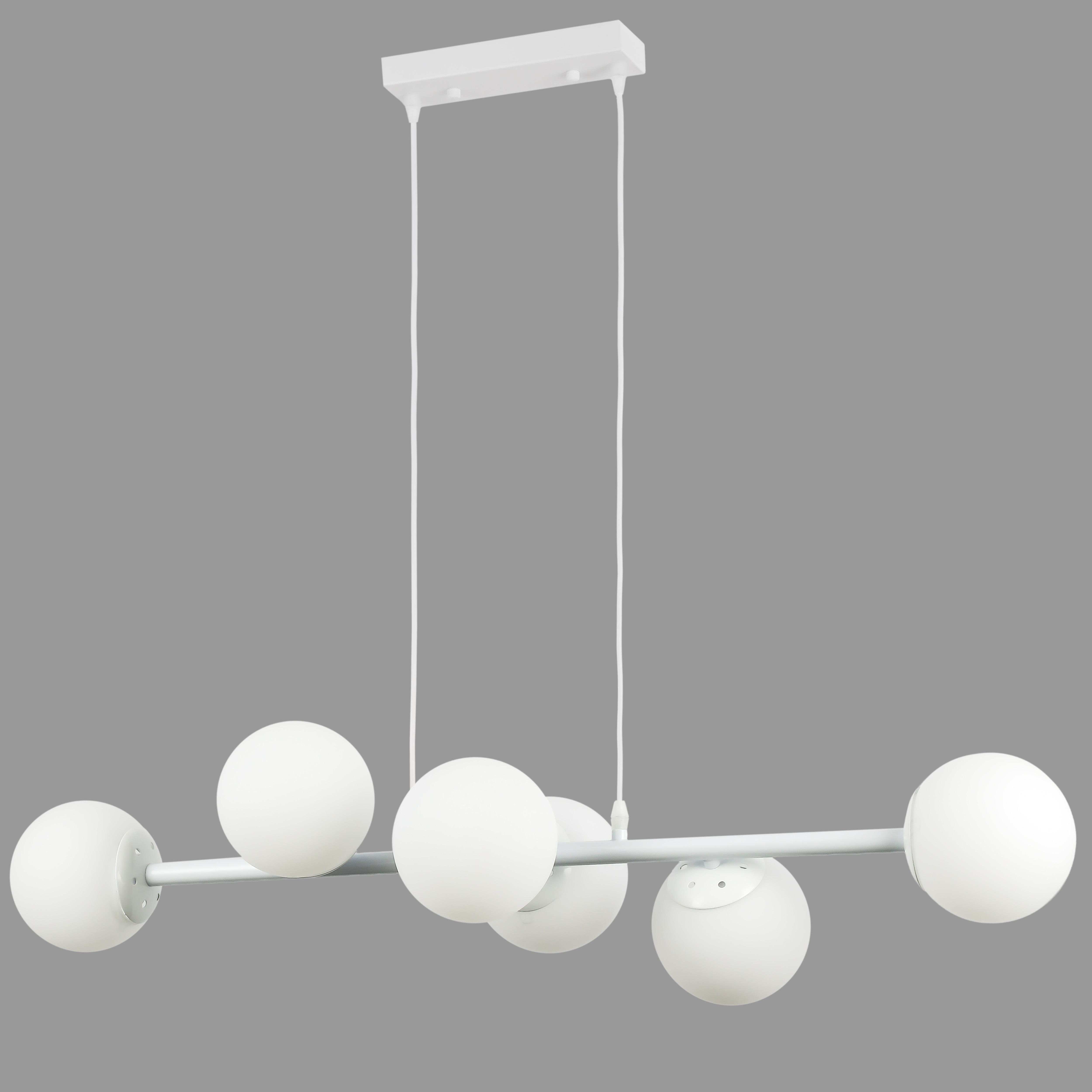 Люстра подвесная на 6 ламп Белый (52-1010-6 WH+WH)