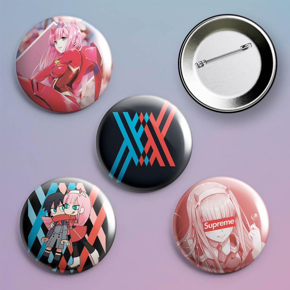 Значки на рюкзак с принтом аниме Darling in the FranXX 4 шт.