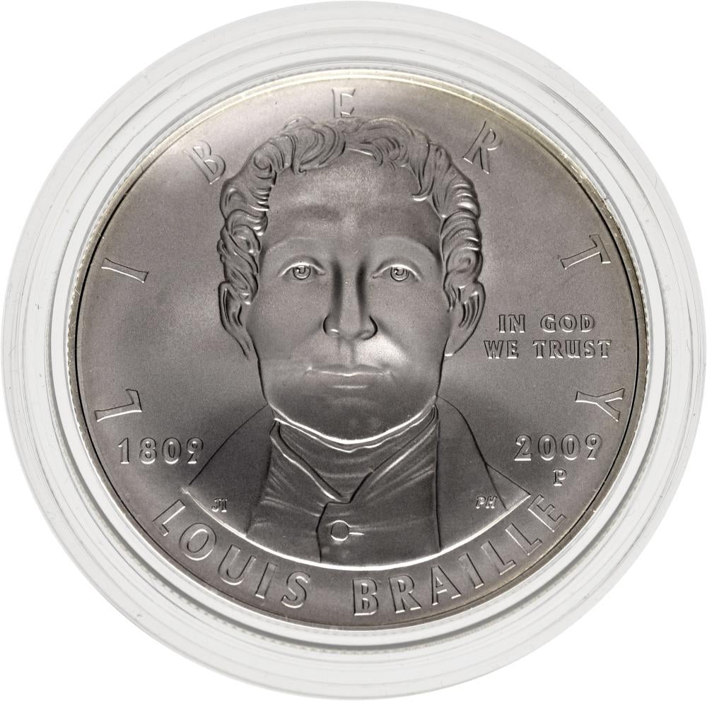 Коллекционная монета США 1 доллар 2009 серебро P UNC Луи Брайль (KM#455)