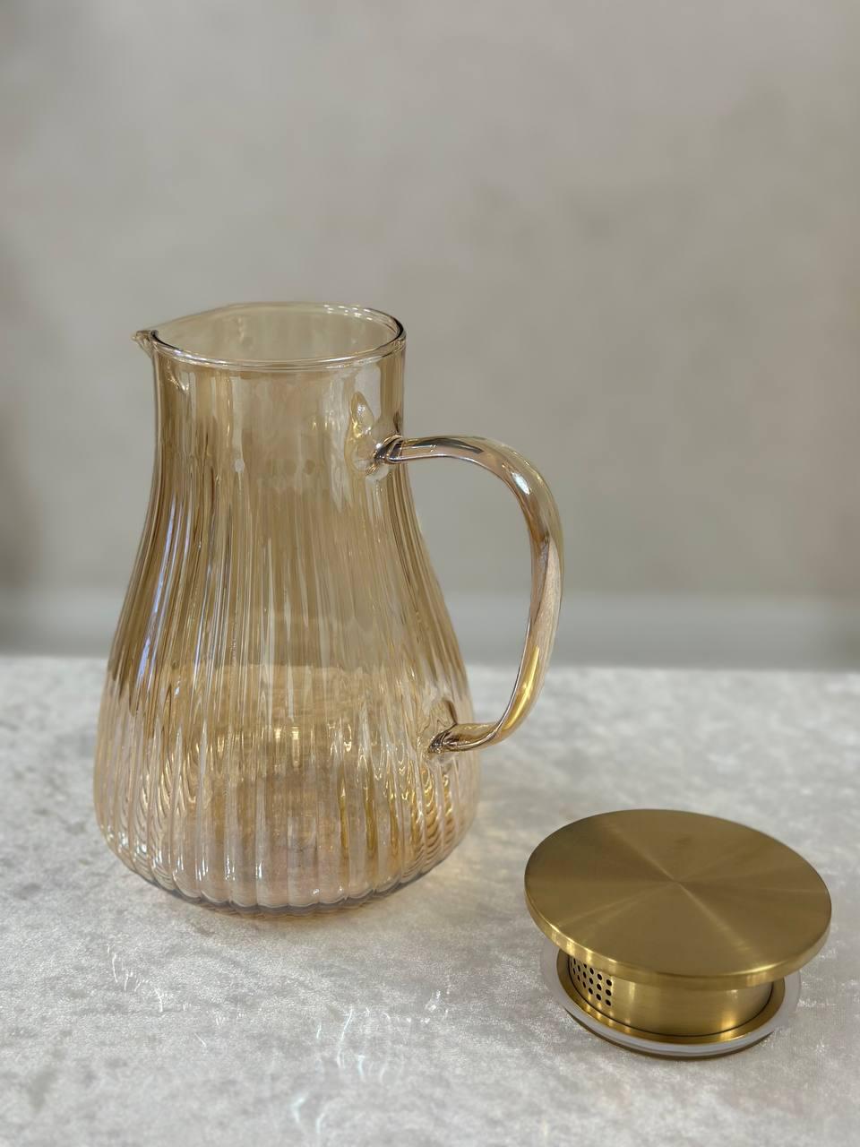 Кувшин для напитков Vittora VT-5904-1500 термостойкое стекло 1,5 л Золотистый (VT-5904-1500) - фото 2 Кувшин для напитков Vittora VT-5904-1500 термостойкое стекло 1,5 л Золотистый (VT-5904-1500) - фото 2