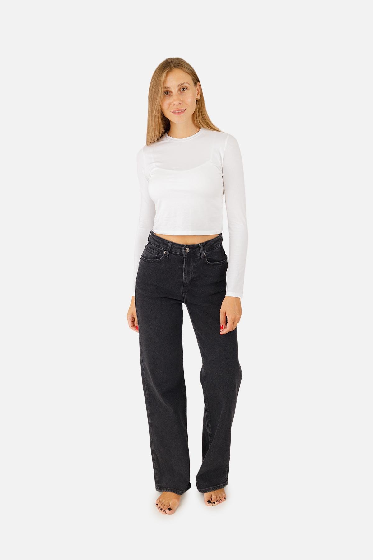 Джинсы женские Wide leg ЦБ-00257500 р. 50 Темно-серый (SKT001013247)