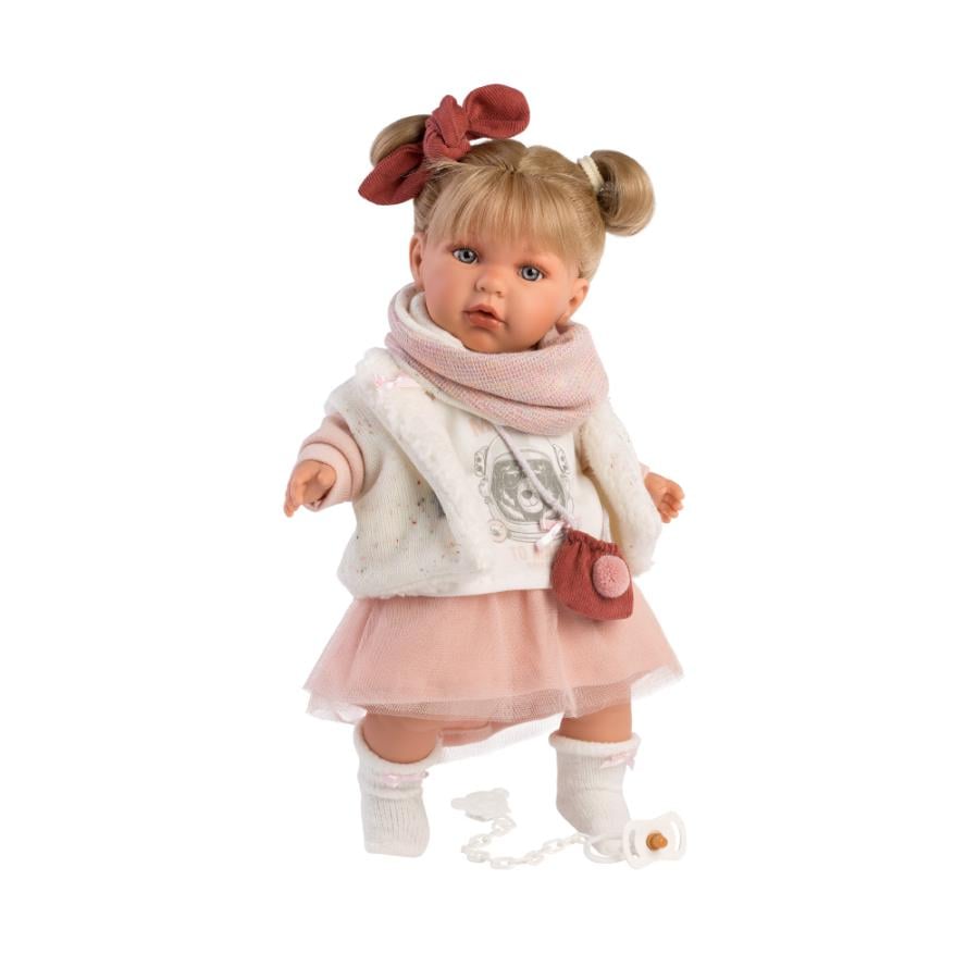 Кукла говорящая Llorens Anna из винила в меховом жилете 42 см Белый (150-98-42402)