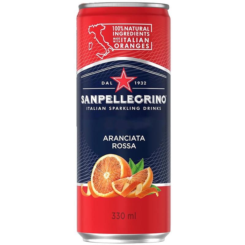 Вода газированная сокосодержащая со вкусом красного апельсина San Pellegrino Aranciata Rossa 4 шт. х 0,33 л (18164)