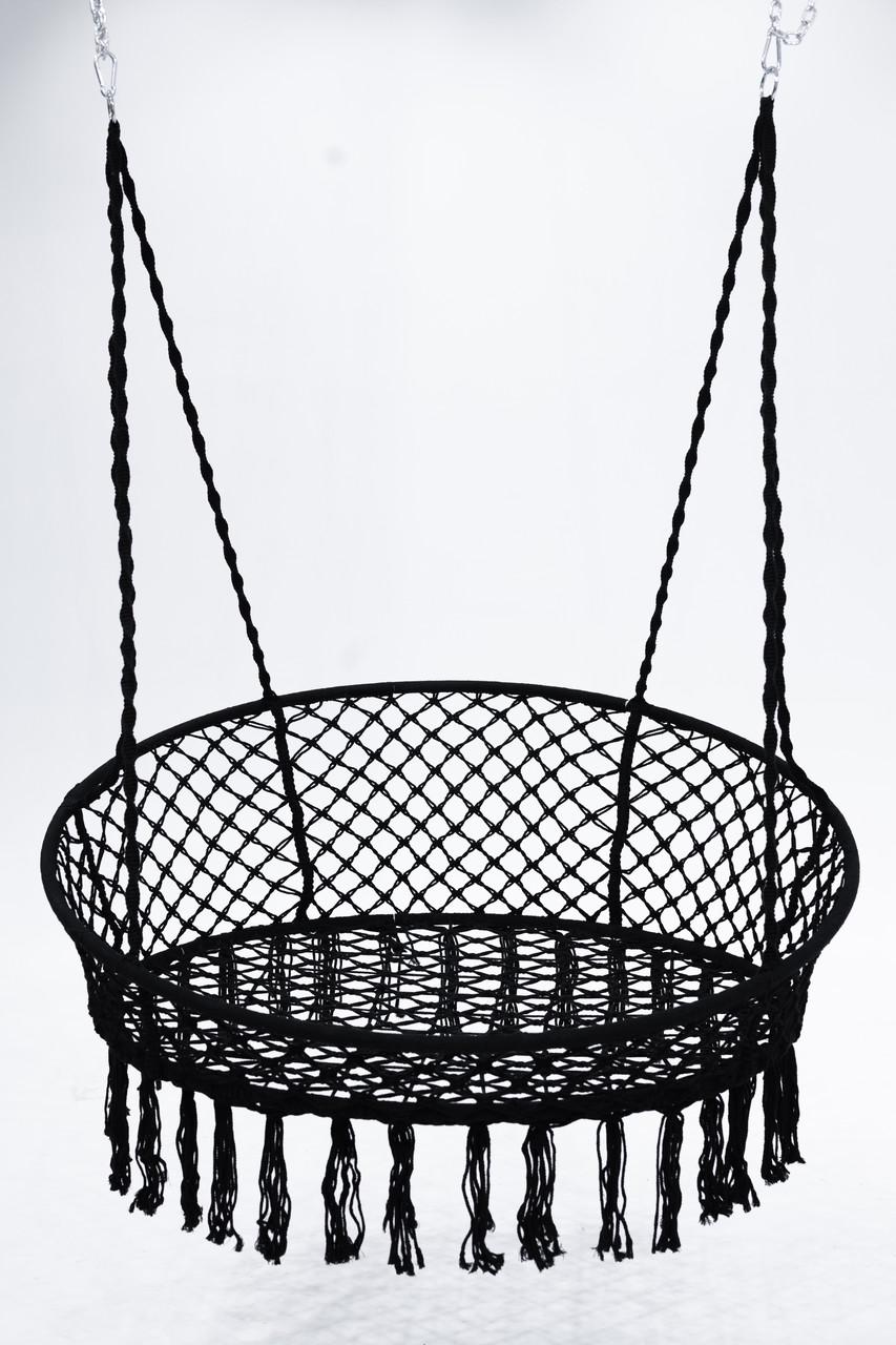 Кресло-качеля подвесное плетеное круглое WCG с мягкой подушкой 140 см Черный (QNSW11BL) - фото 6 Кресло-качеля подвесное плетеное круглое WCG с мягкой подушкой 140 см Черный (QNSW11BL) - фото 6