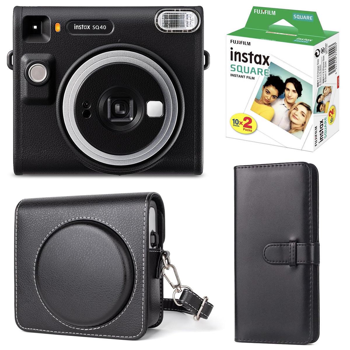 Подарунковий набір камера Fujifilm Instax Square SQ40 фотопапір 20 шт./чохол/фотоальбом 80 фото Чорний (2728000727)