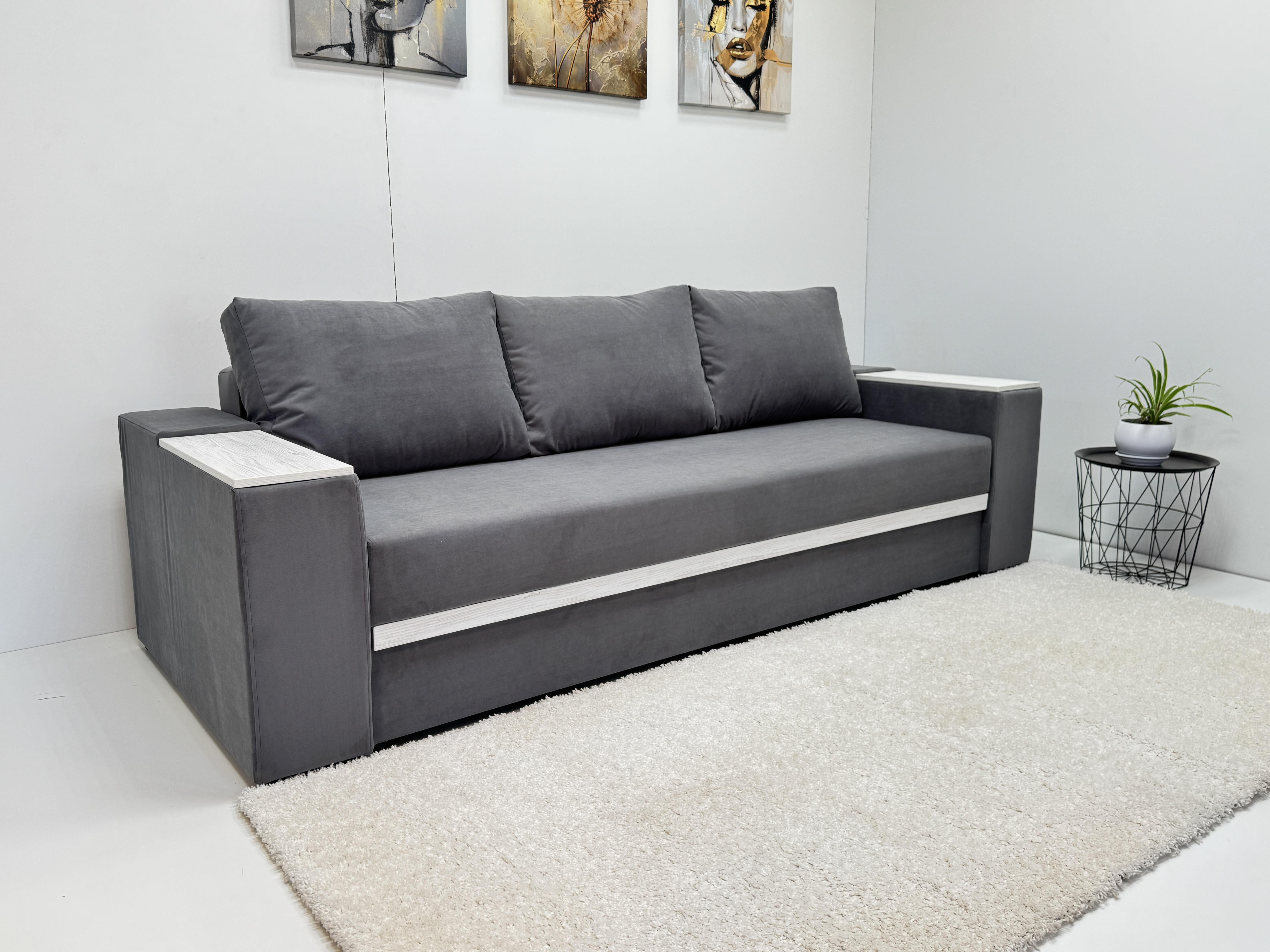 Диван еврокнижка Браун 242х100 см Серый