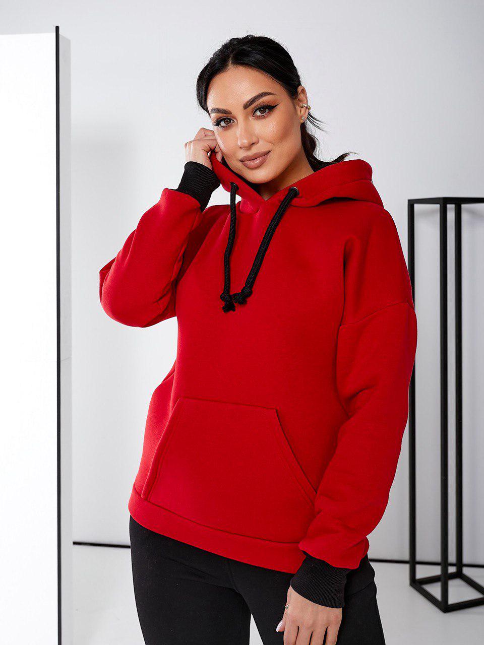 Костюм з капюшоном теплий спортивний Aiza А922 р. 58-60 Чорний з червоним