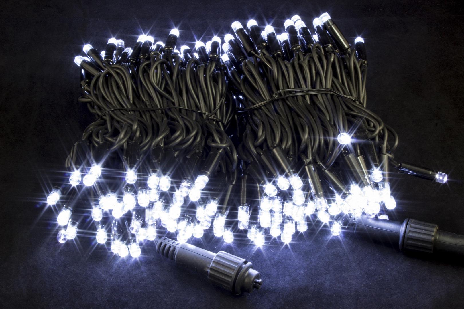 Гірлянда для вулиці нитка 200 LED від мережі 20 м Чорний провід/Білий (w.01.7B.200.F+) - фото 1