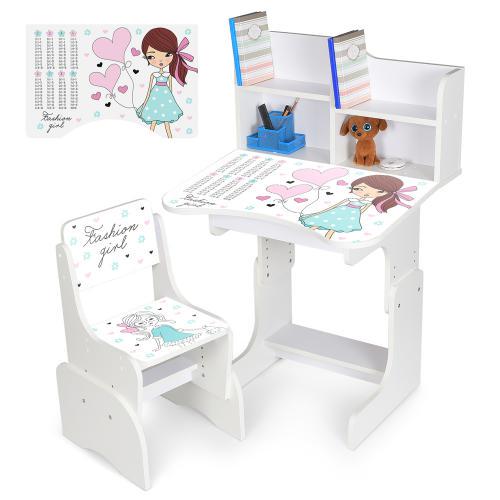 Парта со стульчиком N 2071-8-1 Fashion Girl с таблицей умножения - фото 2 Парта со стульчиком N 2071-8-1 Fashion Girl с таблицей умножения - фото 2