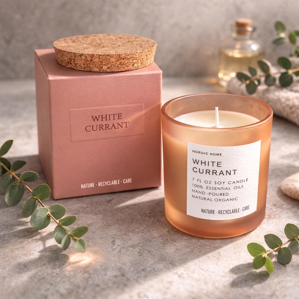 Аромасвеча в стеклянном стакане с крышечкой Белая смородина 490 г 10x7 см (37-смо-124650)