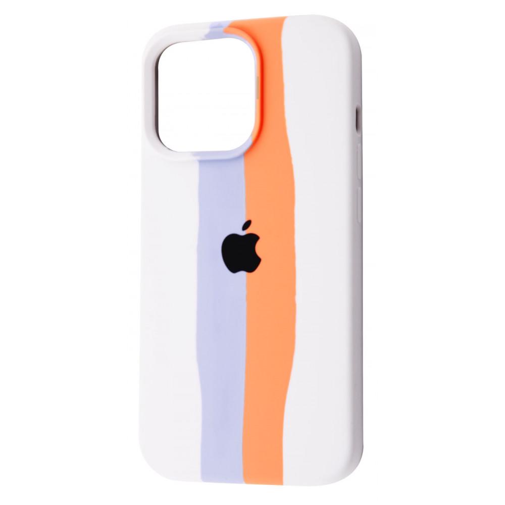 Чохол із м'якою підкладкою PRC Rainbow Silicone Case iPhone 13 Pro white/white Білий Блакитний