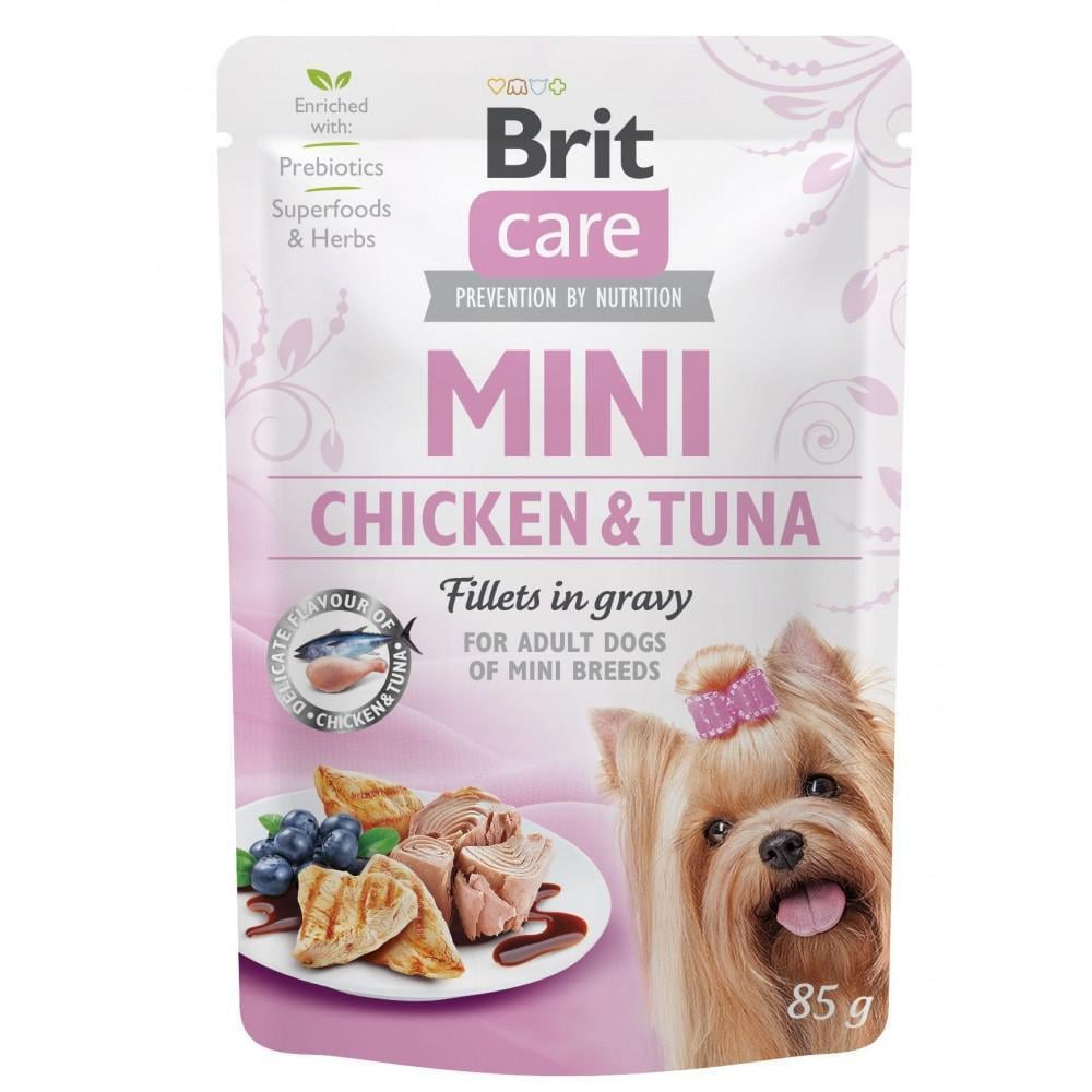 Корм влажный для собак Brit Care Mini с филе курицы и тунца в соусе 85 г (арт.100217/4425)