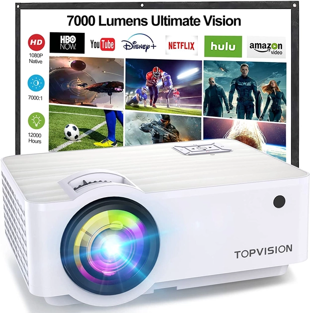 Проектор мультимедійний Topvision T6 HD LED з динаміками 7500 Lm - фото 2