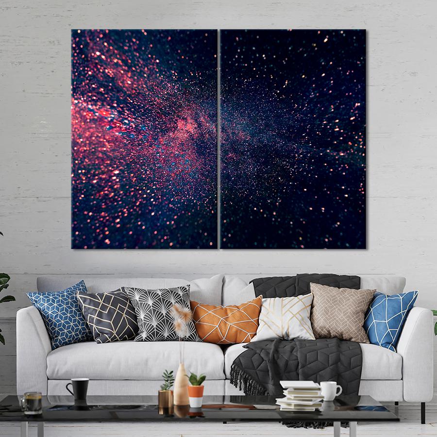 Картина абстракция Яркие огни ночного неба 165x122 см (A881-2)