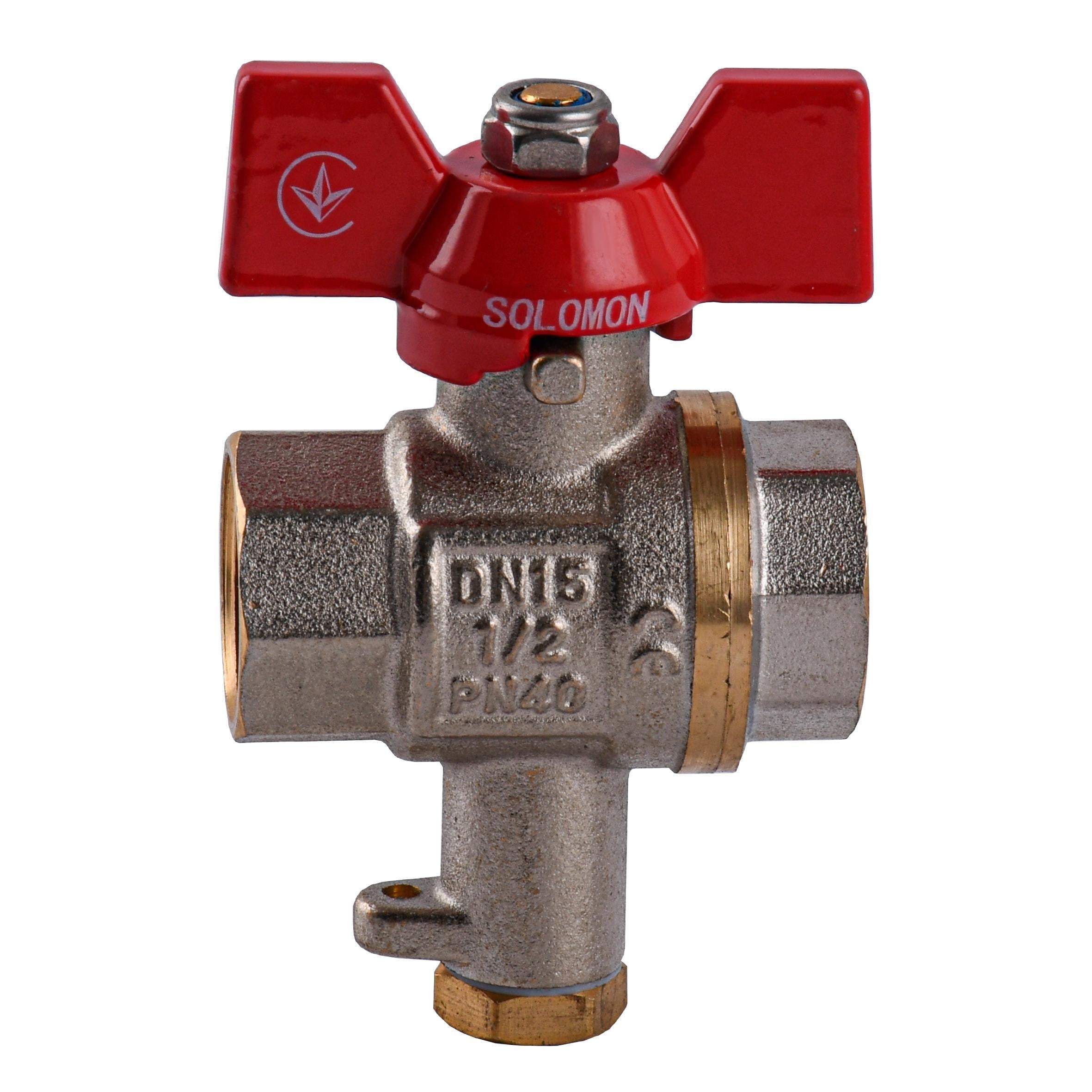 Кран полнопроходный шаровой для подключения термометра Solomon 1/2″ V1242 S (000029067)
