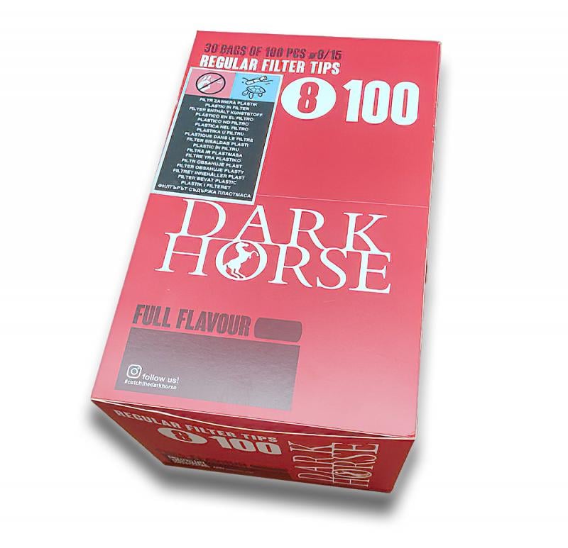 Блок фильтров для самокруток 8 мм Dark Horse Regular 30 пачек 100 шт.