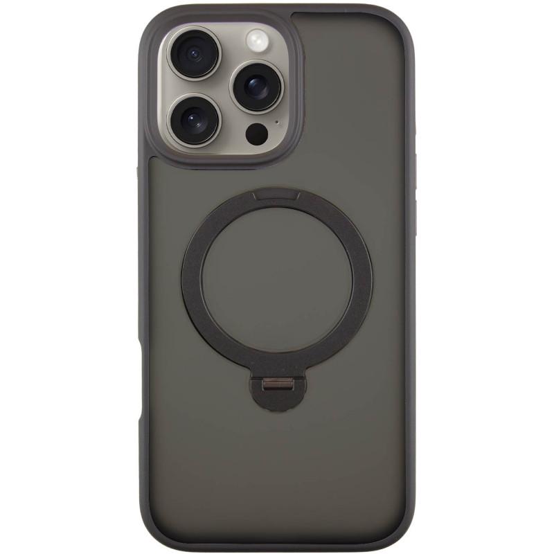 Противоударный TPU+PC чехол Metal Buttons with MagSafe Colorful HQ Ring для Apple iPhone 16 Pro Max (6.9") Black