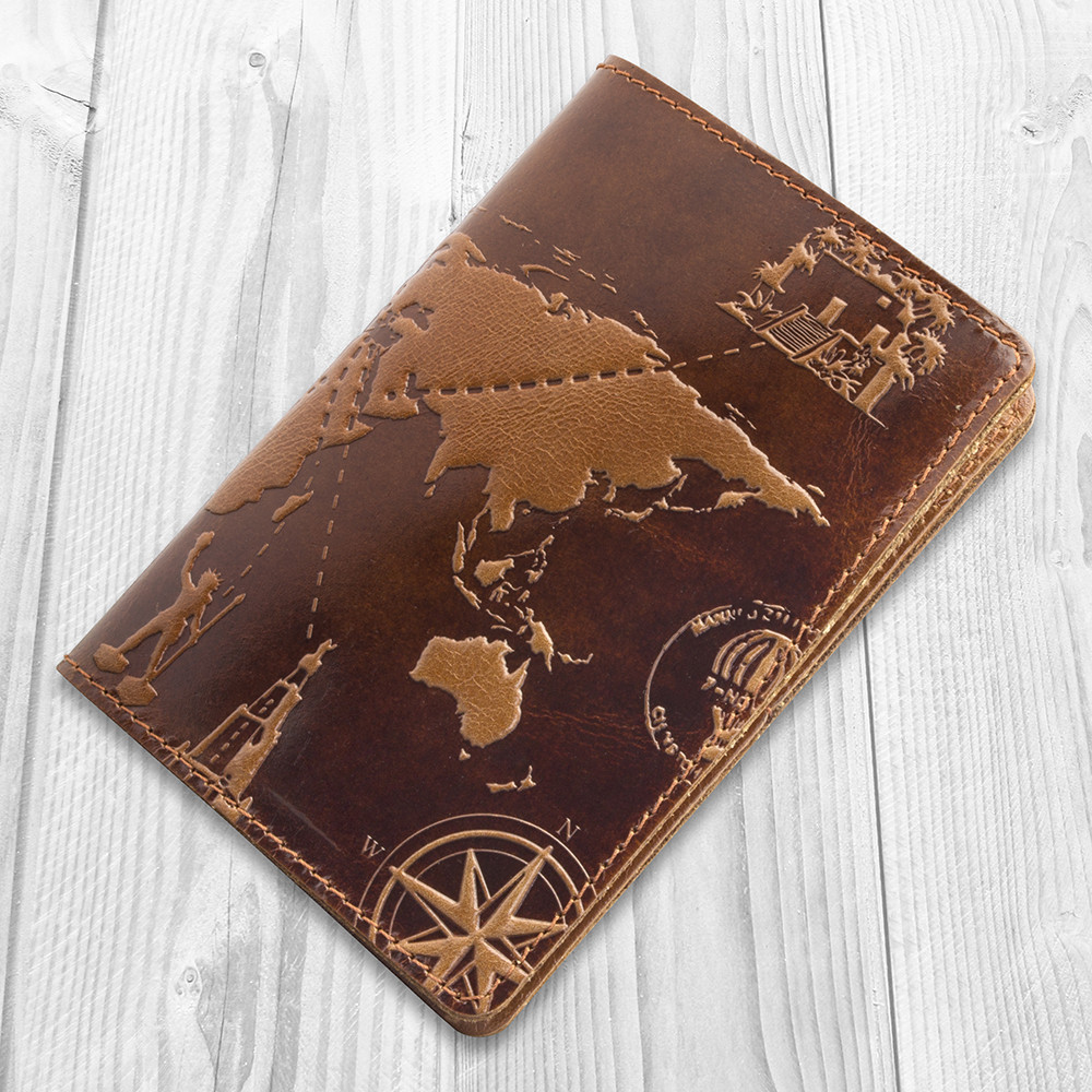 Портмоне 7 Wonders of The World из натуральной кожи и художественным тиснением Янтарный (PB-02-C18-1148-T002)