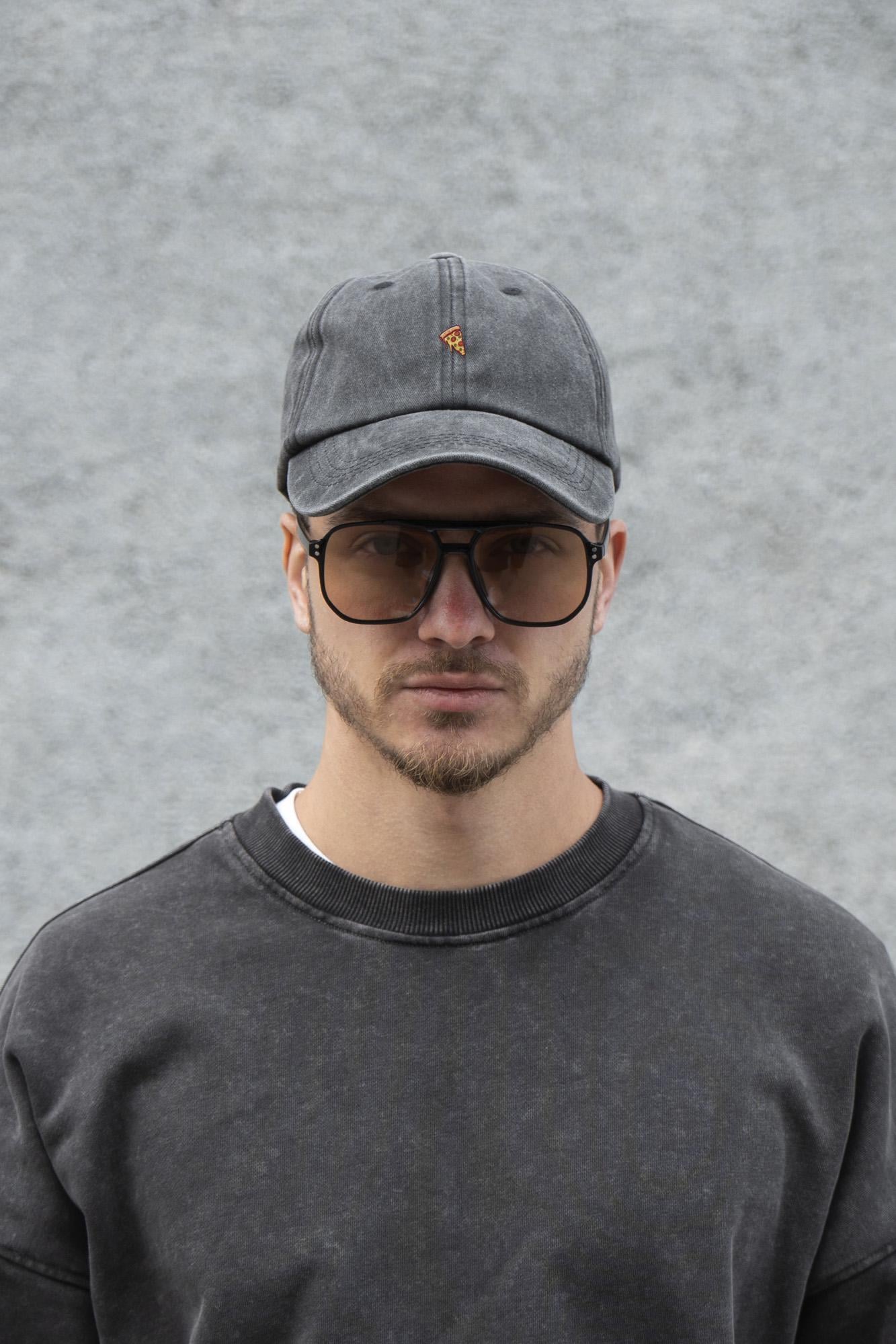 Бейсболка мужская Vintage Without с принтом Pizza Black (8049797)