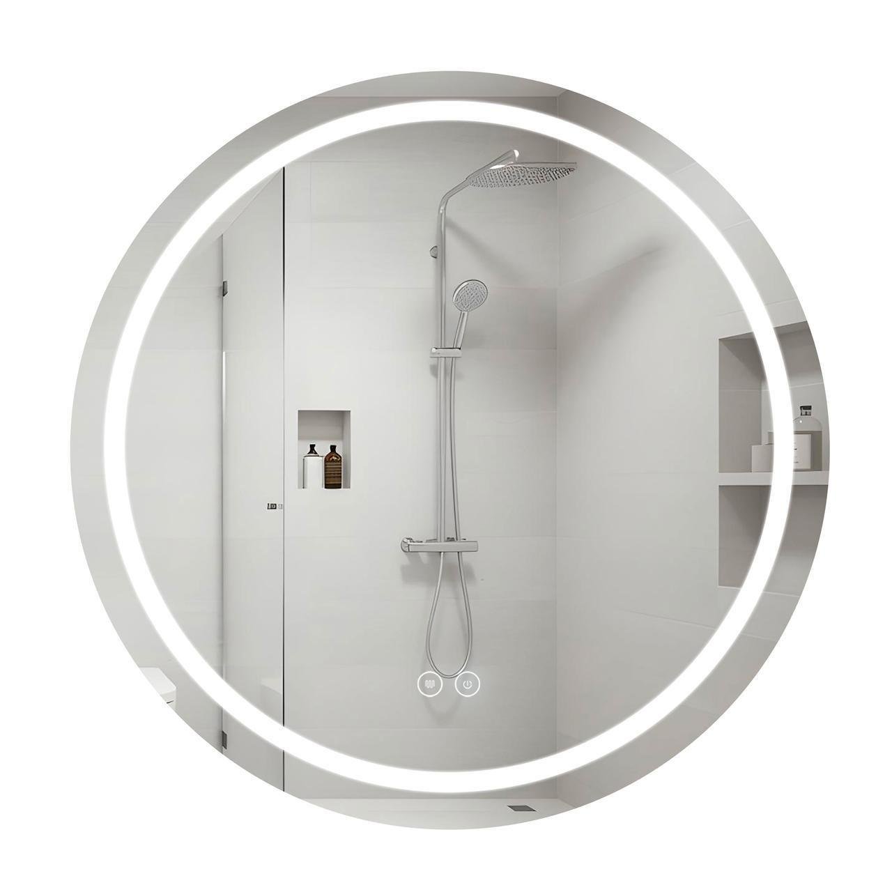 Дзеркало для ванної кімнати Qtap Mideya R800 LED-підсвічування Touch/антизапотівання/годинник/димер/регулювання яскравості (QT2078NCR8080W