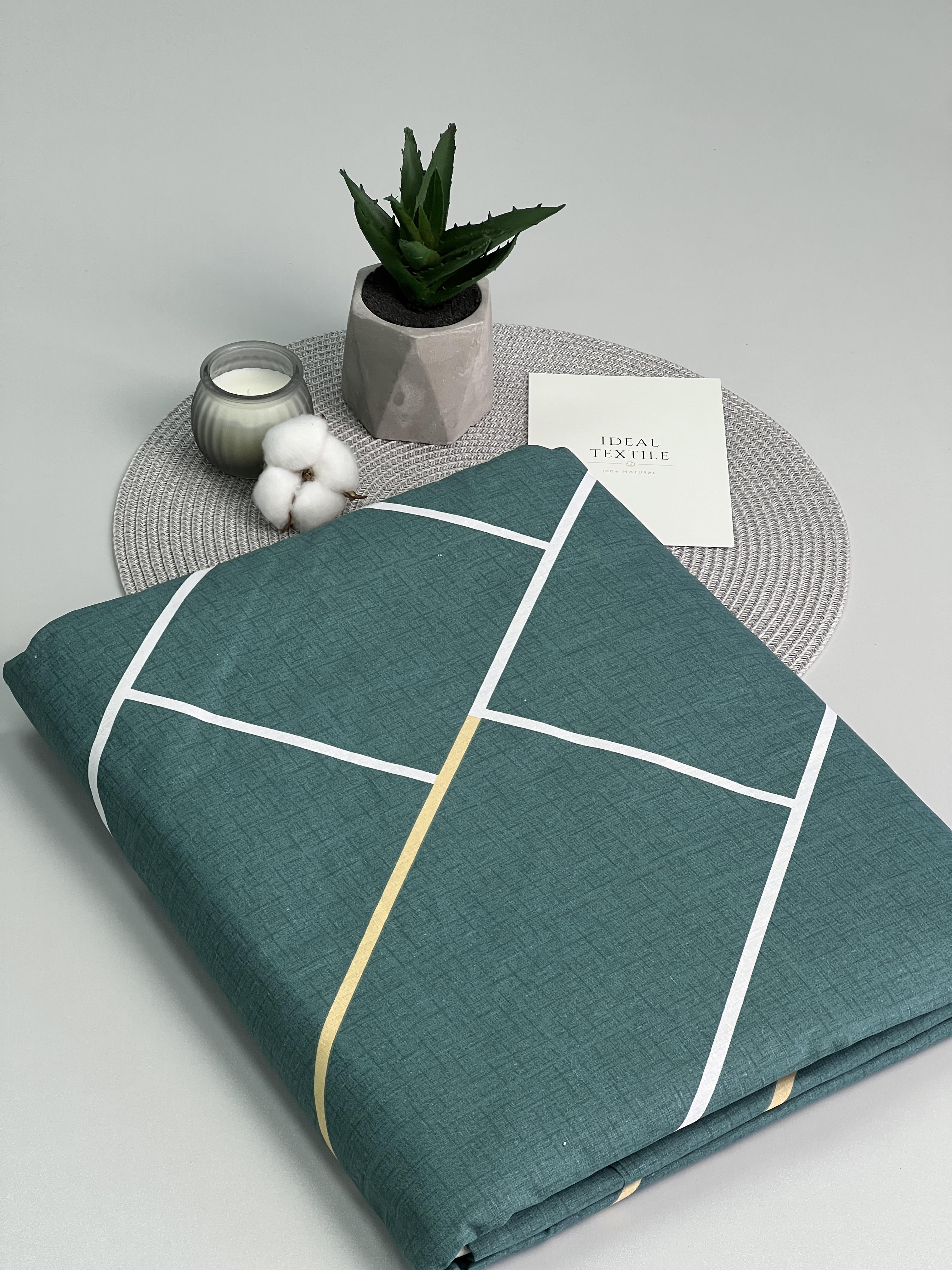 Комплект постельного белья Ideal Textile двуспальный евро бязь с геометрическим принтом Изумрудно-бирюзовый - фото 7 Комплект постельного белья Ideal Textile двуспальный евро бязь с геометрическим принтом Изумрудно-бирюзовый - фото 7