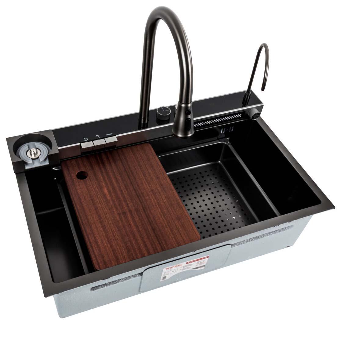 Мийка кухонна Platinum Handmade PVD Vodospad 750x450D Black (788705) Мийка кухонна Platinum Handmade PVD Vodospad 750x450D Black (788705)