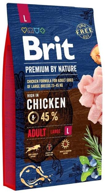 Корм сухой для взрослых собак больших пород Brit Premium Dog L с курицей 8 кг - фото 1