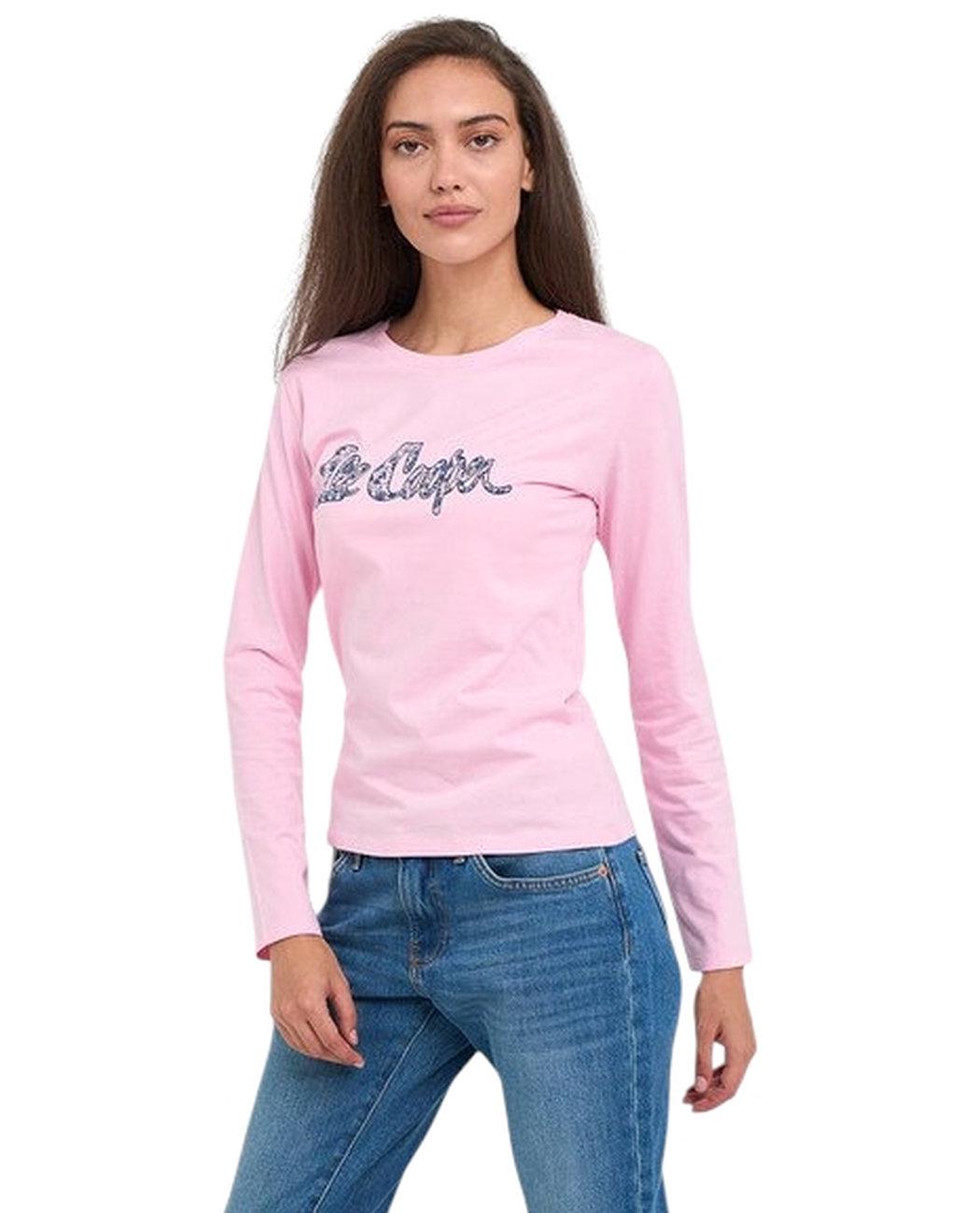 Футболка з довгим рукавом жіноча Lee Cooper 20196181.2809 L Рожевий (5942723123541) - фото 4