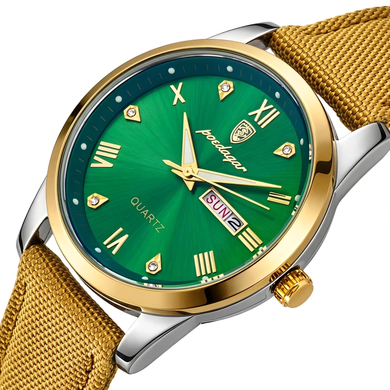 Годинник чоловічий Poedagar Omega Sahara Gold 2 ремінці
