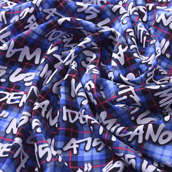 Ткань штапель IDEIA Эпизоды Wait Клетка надписи 1,45 м Электрик (2200004105239)